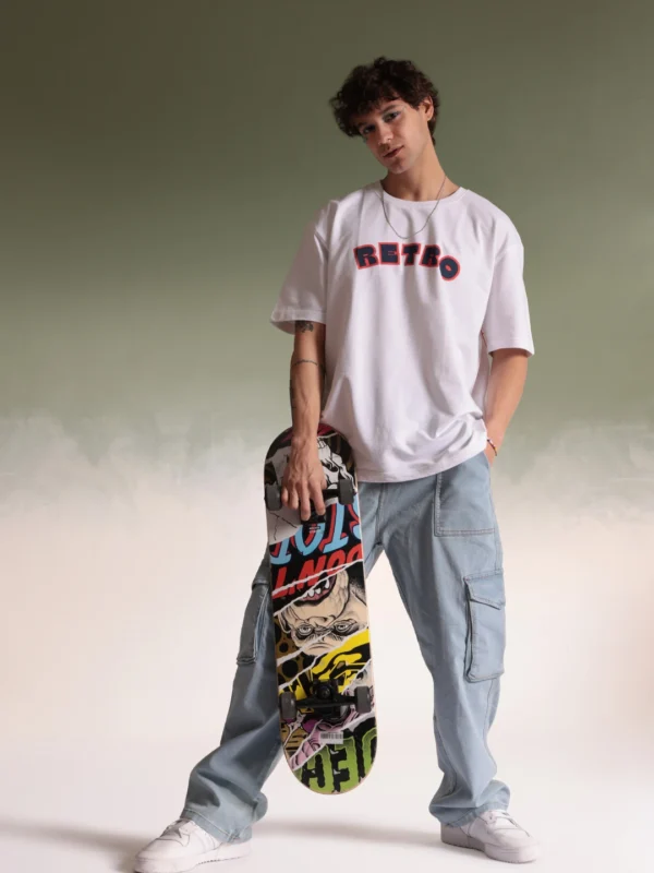 MEN RETRO CAR WHITE OVERSIZED TSHIRT - Image 5