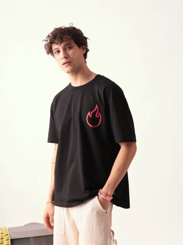 MEN BLACK DRAGON RULE THE BLAZE OVERSIZED TSHIRT - Image 2