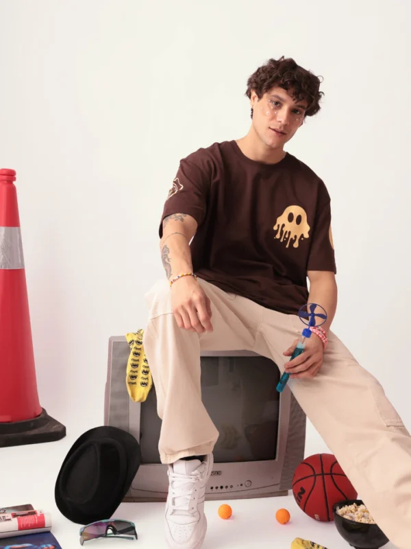 MEN BROWN TEROR OVERSIZED TSHIRT - Image 5
