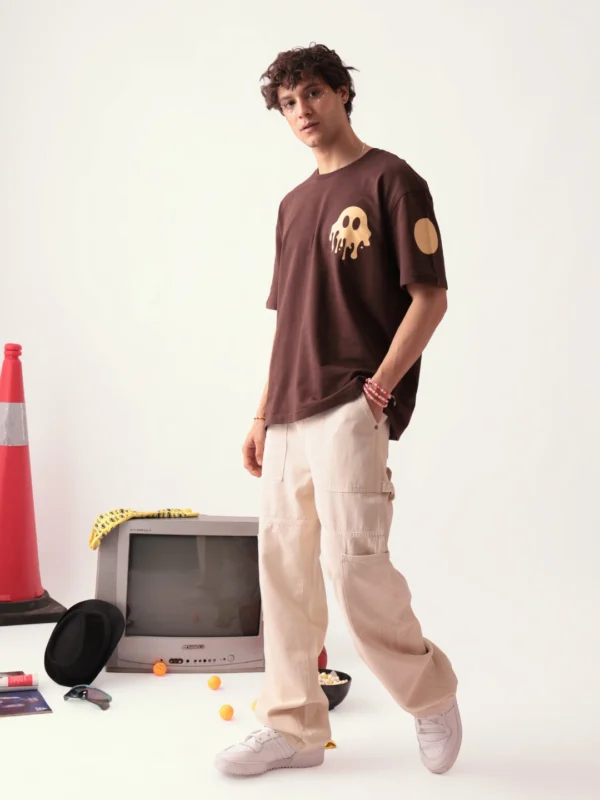 MEN BROWN TEROR OVERSIZED TSHIRT - Image 2