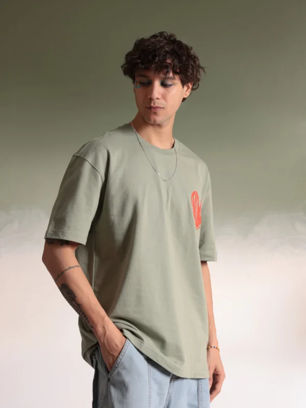 MEN OLIVE COLOR SUMMER BEAR OVERSIZED TSHIRT - Image 4