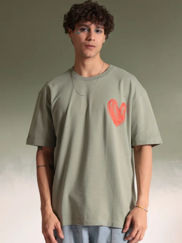 MEN OLIVE COLOR SUMMER BEAR OVERSIZED TSHIRT - Image 3