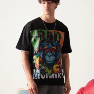 men black bad monkey oversized tshirt image