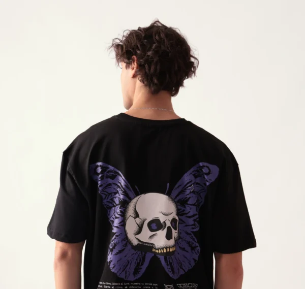 cicada black butterfly skull oversized tshirt photo 01